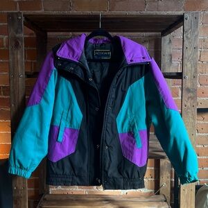 Vintage Action II Rice Skii Sportwear Jacket in Purple, Teal and Black Size S
